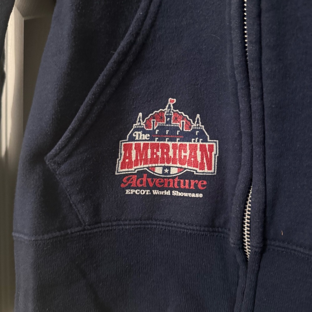 Disney Epcot World Showcase American Adventure Full Zip Hoodie Fits Youth Large - Picture 2 of 5